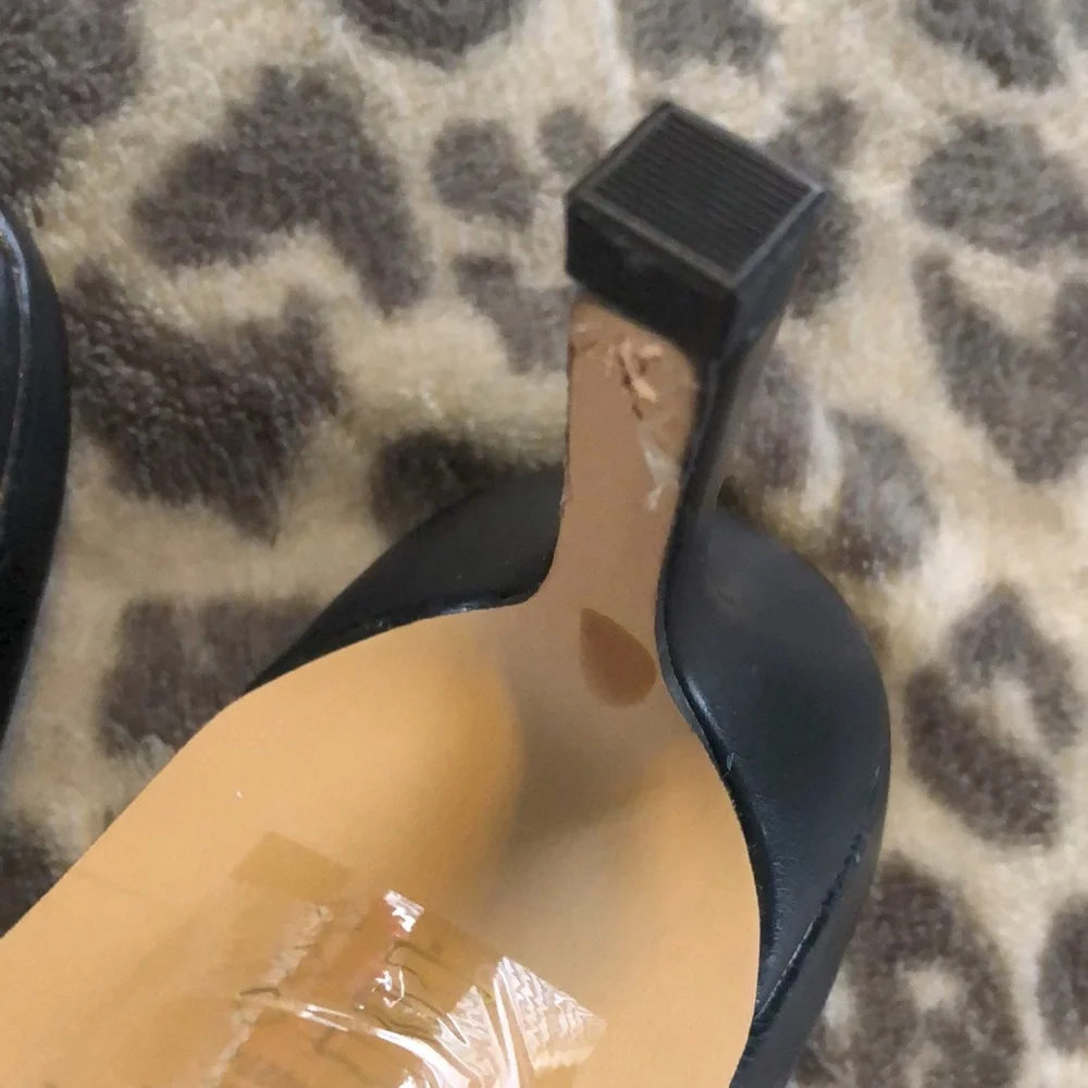 Express Black Quilted Slide Heeled Sandal Size 9